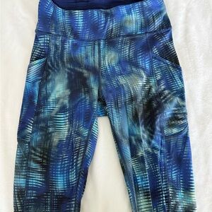 lululemon athletica Blue Teal Patterned High-Rise Leggings with Side Pockets